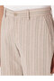 Khaki Slim Fit Linen Blended Striped Woven Shorts 50301806-Vr027 - 5