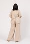 Women's Summer Beige Shirt with Back Slit Detail, Elastic Waist, Pocketed Trousers Set, Stylish, Casual, Comfortable, Two-Piece 70031 - 2