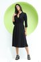 Women's Polo Neck Buttoned Waist Belted Long Dress Black - 4