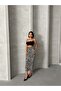 Women's Zebra Patterned Lycra Elastane Midi Skirt Zyn-58770 - 4