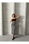 Women's Zebra Patterned Lycra Elastane Midi Skirt Zyn-58770 - 3
