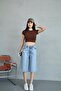 Baggy Snow Wash Jean Shorts Bermuda - 2