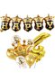 Happy Written Gold Confetti 4 Year Number Balloon Set