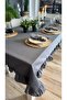 Aura Smoked Gray Ruffled Tablecloth - 7
