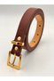 Claret Red 2 cm Blind Gold Buckle Women's Belt Trouser Belt Dress Belt Shirt Belt Coat Belt - 3