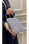 Evening Dress Bag Crystal Stone Silver Hand, Wrist, Shoulder Evening Dress Bag - 2