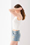 بلوزة قصيرة محبوكة منقوشة بفتحات وياقة هالتر، موديل صيفي مثقوب، قطن، قصيرة - 5