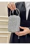 Evening Dress Bag Crystal Stone Silver Hand, Wrist, Shoulder Evening Dress Bag - 3