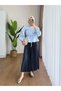 Women's Skirt Top with Tunnel Waist Hijab Short Shirt Blue - 2