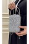 Evening Dress Bag Crystal Stone Silver Hand, Wrist, Shoulder Evening Dress Bag