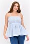 Women Square Neck Sleeveless Stripe Top, Blue