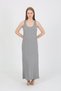 Women's Thick Strap Slit Long Gray Nightgown 90110 - 2