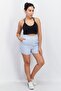 Women Checkered Pull On Shorts, Light Blue - 2