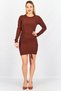 Women Asymmetrical Ruched Detail Mini Dress, Brown - 4