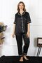 Fashion Line Women Large Size Black Satin Pajama Set 10303