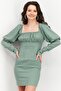 Women Solid Lacing Detail Mini Dress, Dusty Green
