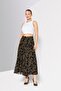 Women Floral Print Maxi Skirt, Black - 4