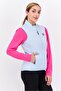 Women Mock Neck Brand Logo Vest Jackets, Light Blue - 4