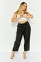 Women Plus Size Plain Wide Leg Pants, Black - 2