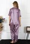 Fashion Line Women Large Size Purple Satin Pajama Set 10303 - 4