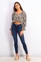 Women Round Neck Long Sleeve Ruffle Top, Brown - 4