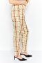 Women Regular Fit Checkered Straight Leg Pants, Beige - 3