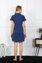 Fashion Line Women Cotton Combed Short Sleeve Buttoned Navy Blue Tunic Nightgown 13109 - 4