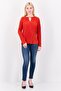 Women Keyhole Neck Stripe Long Sleeve Blouse, Orange - 3