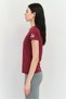 Women Sportswear Fit Floral Print Short Sleeves Outdoor Top, Maroon - 3