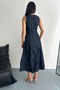 Women's Navy Blue Buttoned Denim Dress - 6