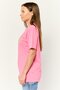 Women Crew Neck Short Sleeves Graphic Print T-Shirt, Pink - 3
