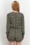 Women Polka Dot Long Sleeve Romper, Black and White - 4