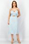 Women Plain Sleeveless Midi Dress, Powder Blue