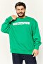 Men Ribbed Collar Brand Logo Long Sleeves Sweatshirt, Green