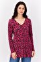 Women V Neck Long Sleeve Animal Print Tunic Top, Multicolor