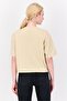 Women Oversized Crew Neck Short Sleeves Graphic Print Crop Top, Beige - 2