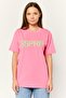 Women Crew Neck Short Sleeves Graphic Print T-Shirt, Pink