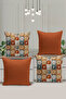 4-Piece Double-Sided Digital Print Throw Pillow Cover with Knitted Pattern