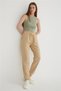 Comfortable Stretchy Tie-Waist Trousers Beige - 4