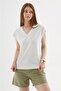 V-Neck 100% Cotton Blouse White - 2