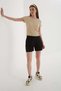 High Waist Comfortable Pleated Linen Shorts - Black