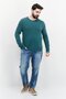Men Crew Neck Long Sleeves Knitted Sweater, Green - 2