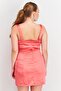Women Satin Square Neck Mini Dress, Pink - 2