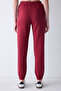 Burgundy High Waist Ribbed Sweatpants - 3
