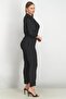 Women Textured Longsleeve Jumpsuit, Black - 3