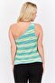 Women Plus Size Asymmetrical Neck One Shoulder Sleeve Textured Top, Green Combo - 3
