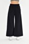 Black Elastic Waist Wide Leg Linen Pocket Trousers - 7