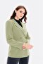 Women's Button Detailed Linen Blend Khaki Jacket - 5