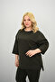 Women's Large Size Three Quarter Sleeve Elastic Leg Tracksuit Set 8185-25 - 6
