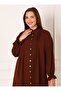 Large Size Ruffle Collar Aerobin Tunic - Bitter Brown - Alia - 5